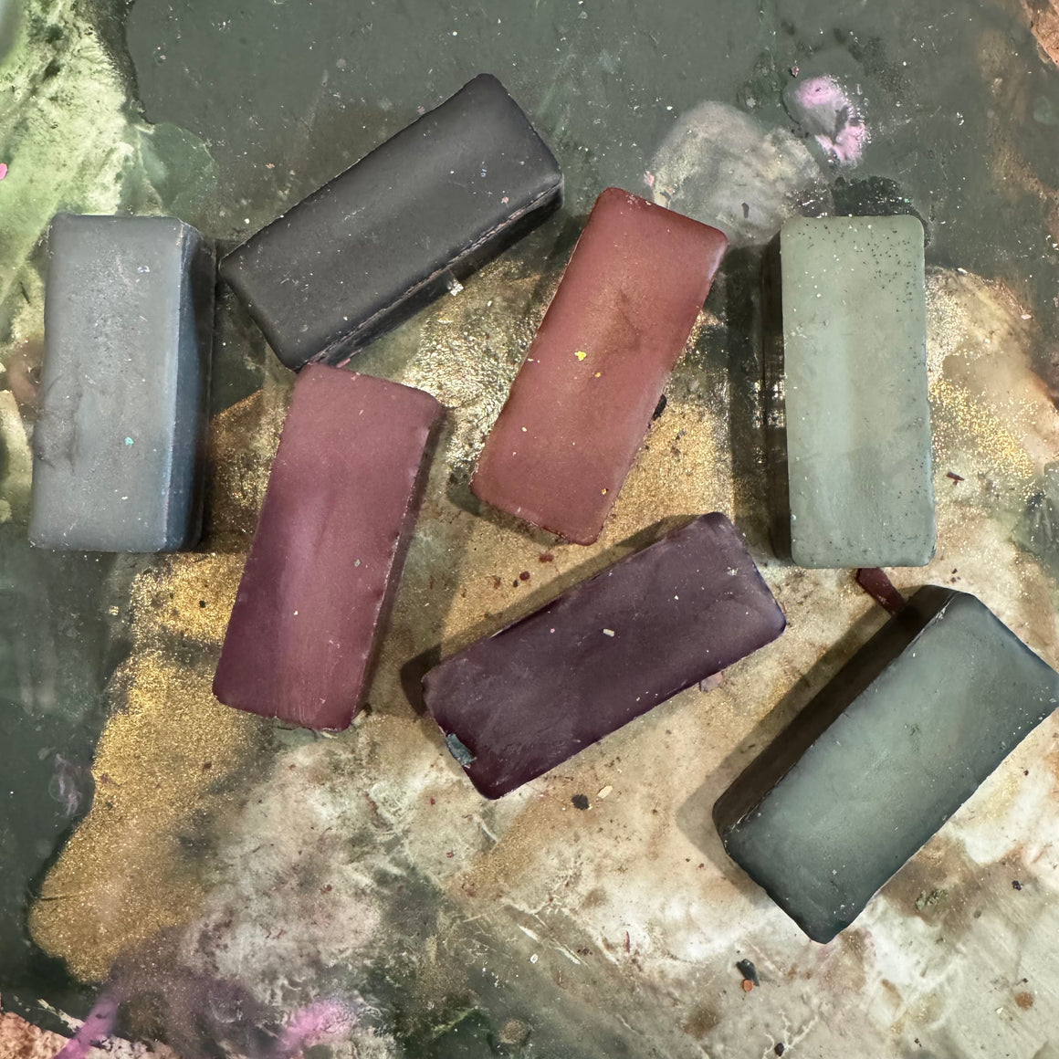 #tracibautistaCOLOR WAX MONOPRINT BARS ~ WINTER landscapes {7-set}