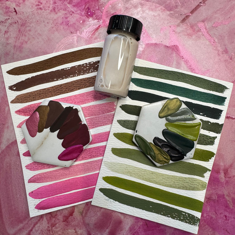 #tracibautistaCOLOR LUMINOUS WINTER botanicals handcrafted watercolors mini collection {travel swatch tile 2-set}
