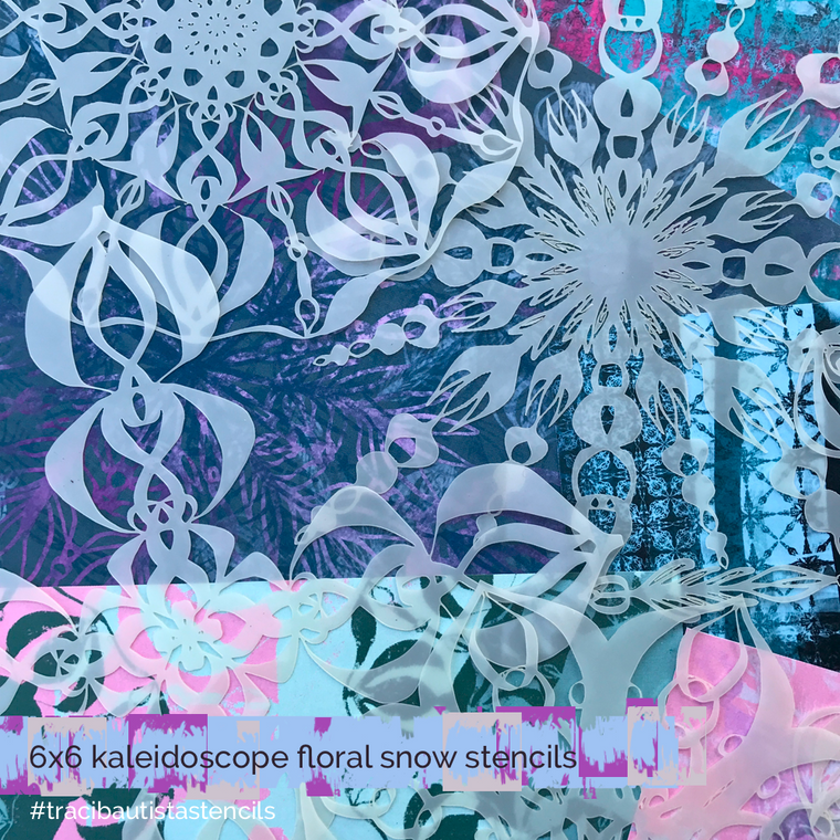 KALEIDOSCOPE floral snow stencil 4-set