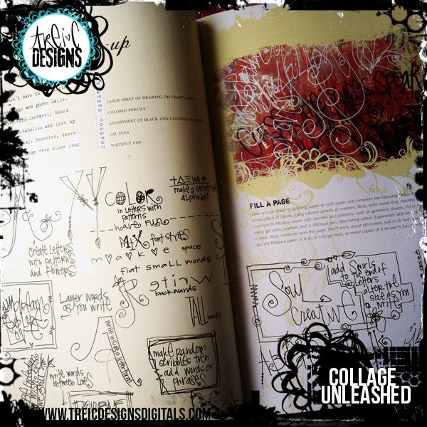 Collage Unleashed autographed book + collage sticker kit
