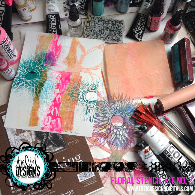 FLORAL stencil kit no. 2 + live stream {w/o stamp}