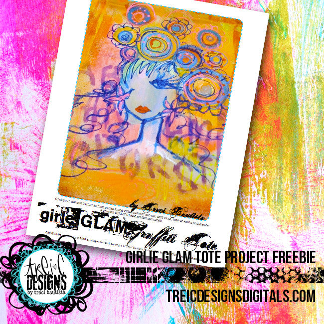 girlie GLAM graffiti tote project FREEBIE