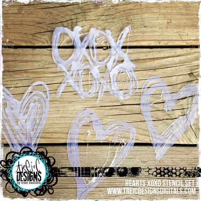 hearts xoxo handmade stencil kit