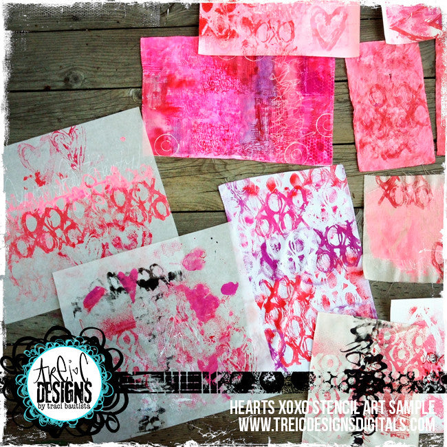 hearts xoxo handmade stencil kit