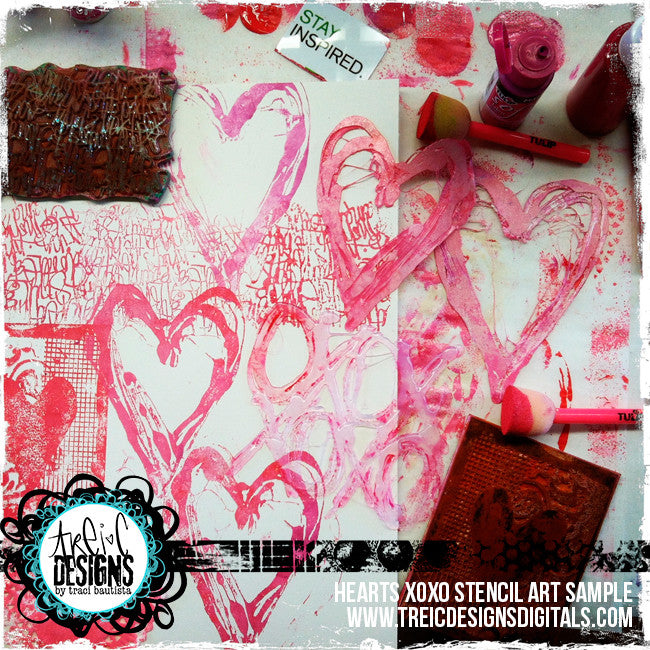 hearts xoxo handmade stencil kit
