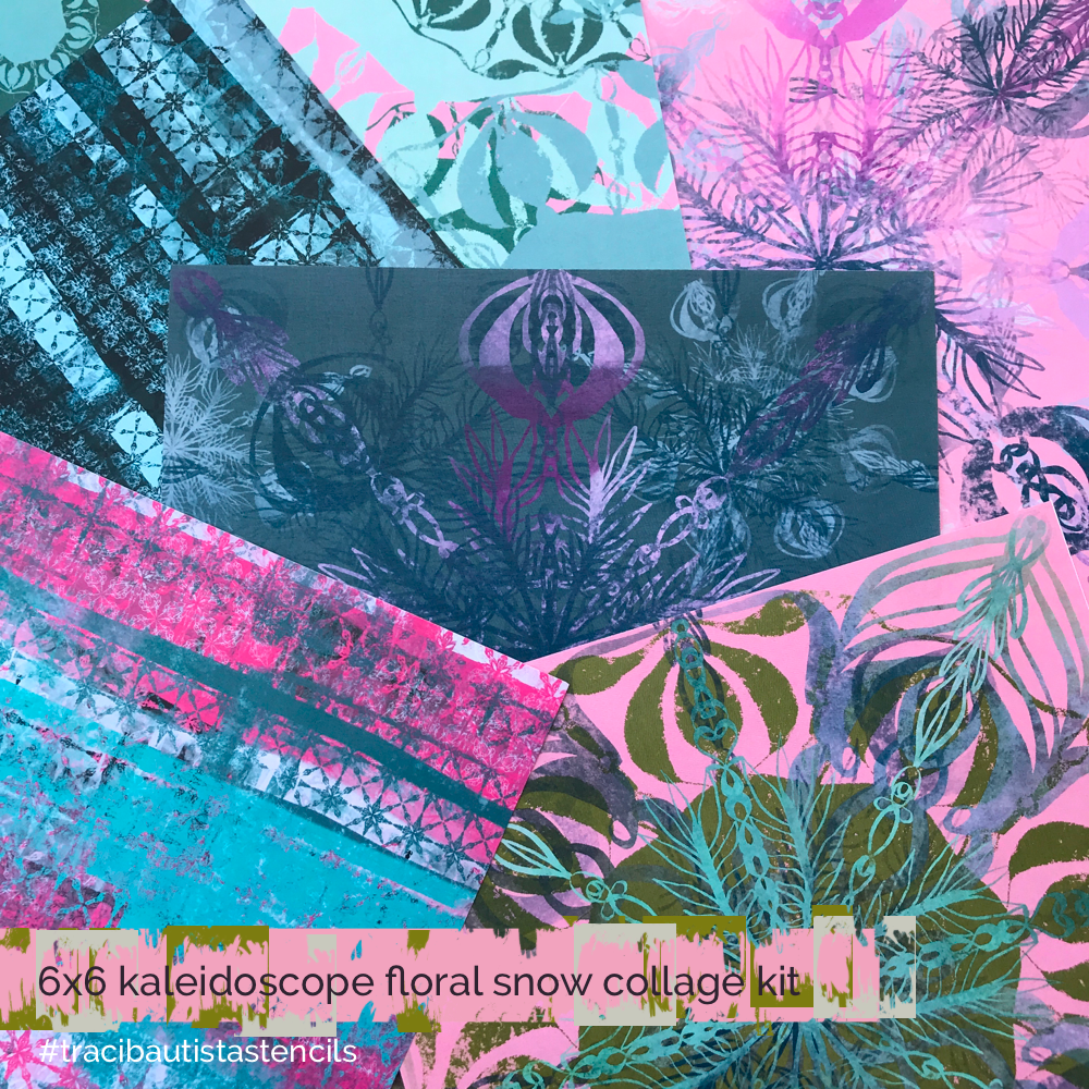 KALEIDOSCOPE floral snow stencil + workshop bundle