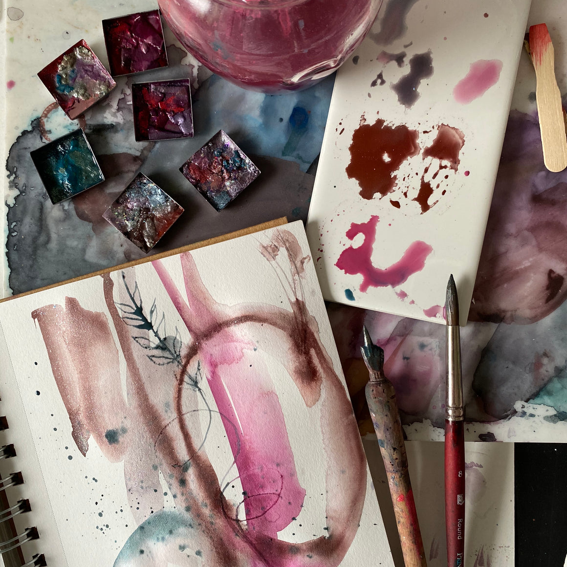 #tracibautistaCOLOR ~ CRYSTALS & GEODES handcrafted watercolor {2-set}