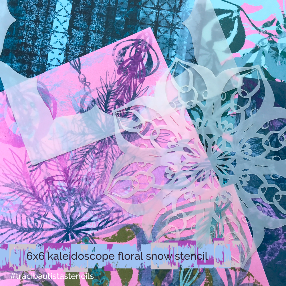 KALEIDOSCOPE floral snow stencil + workshop bundle