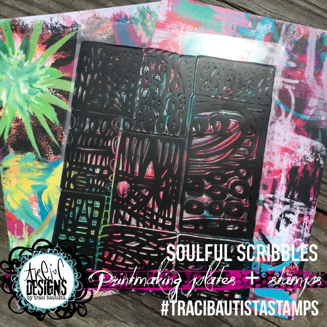 soulful scribbles PRINTMAKING PLATE stamp set