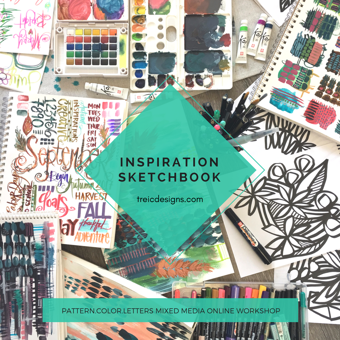 INSPIRATION SKETCHBOOK: patterns + color + letters online workshop