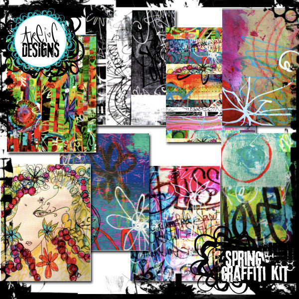 SPRING graffiti papers kit