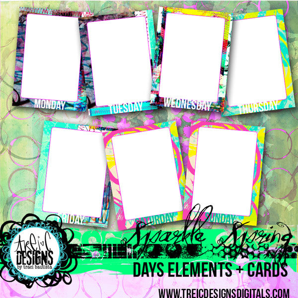 SPARKLE SPRING days journaling cards