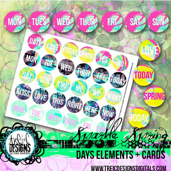 SPARKLE SPRING days journaling cards