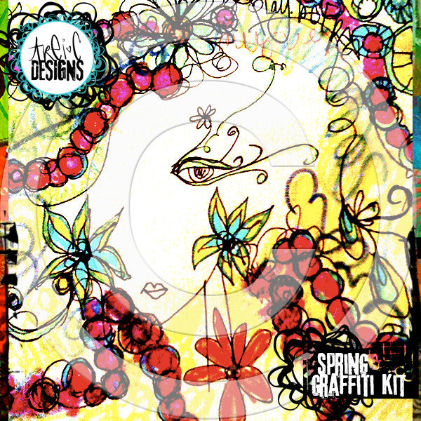 SPRING graffiti papers kit